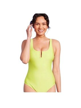 Kona Sol sexy contemporary chartreuse one piece swimming bathing suit size 8